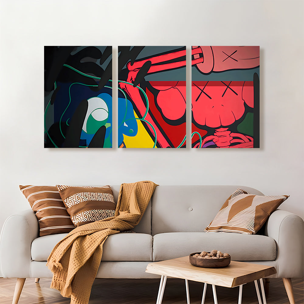 Colorful Bear Funny Creative,Triple Frameless Canvas Painting
