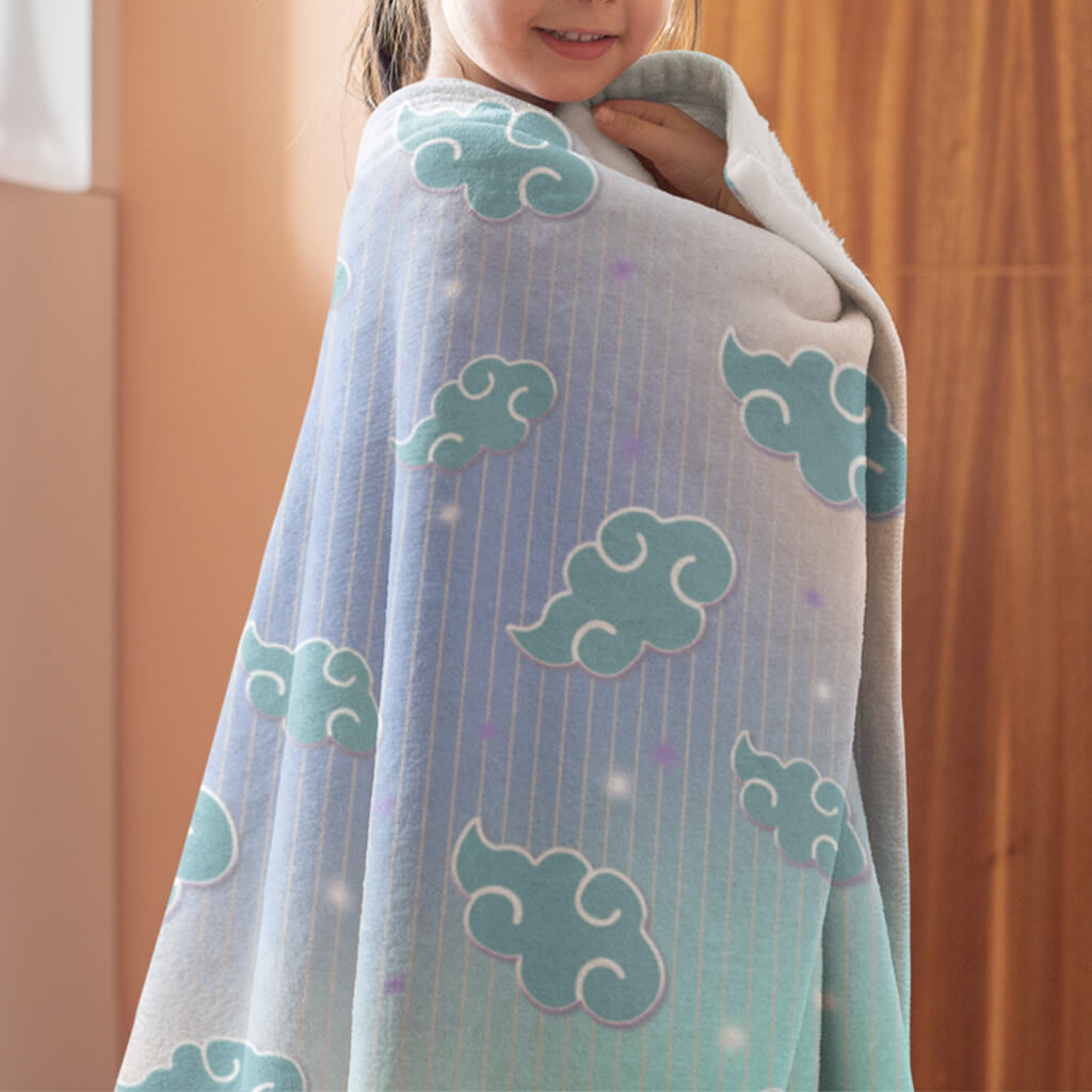 Creative colorful cloud pattern blanket, soft and comfortable