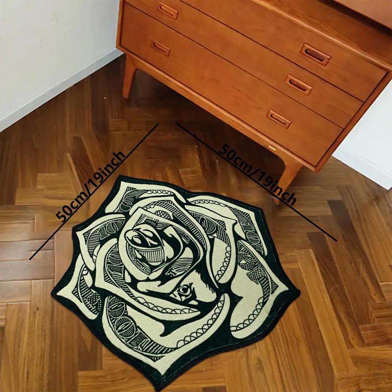 Irregular Shaped Rose Pattern Soft Non-slip Bedside Shaggy Floormat
