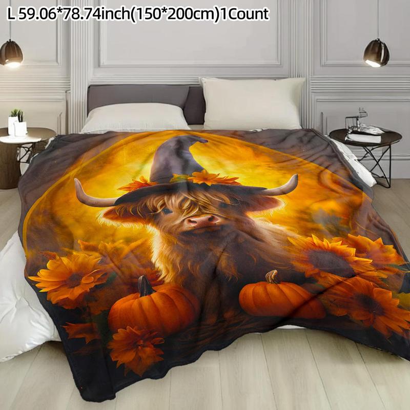 Sunflower Pumpkin Cow Pattern Soft Comfortale Throw Blanket