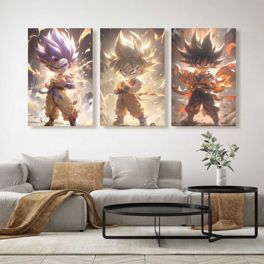 Super Saiyan Creative Pattern,Triple Frameless Canvas Painting.