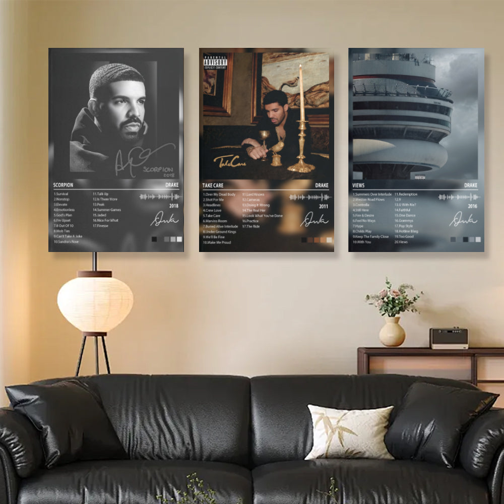 Drake Album Cover  Design,Triple Frameless Canvas Painting