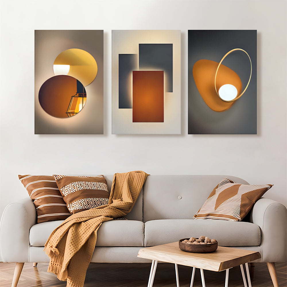 Modern Light Luxury Decorative Pattern, Triple Frameless Canvas Painting