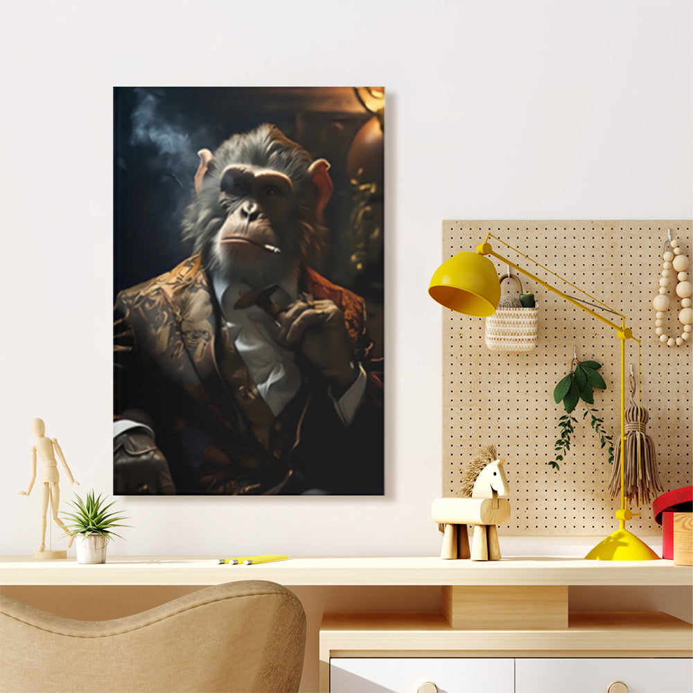 Monkey Boss Creative Pattern Design,Triple Frameless Canvas Painting.