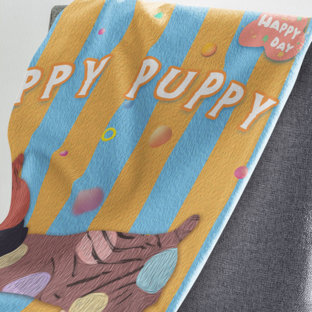 Vertical striped oil painting style dachshund blanket soft and comfortable