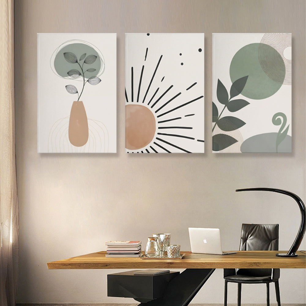 Bohemian Style Abstract Painting,Triple Frameless Canvas Painting