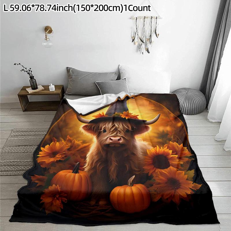 Sunflower Pumpkin Cow Pattern Soft Comfortale Throw Blanket