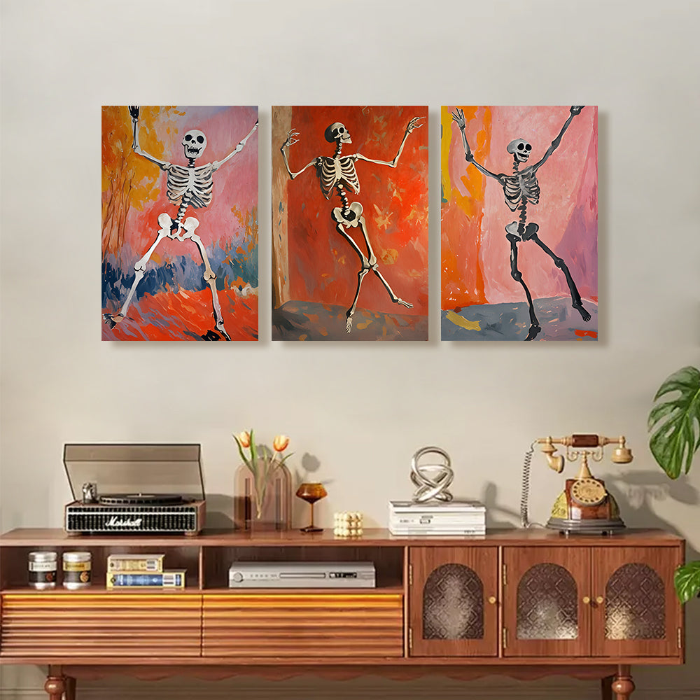 Skull Creative Pattern,Triple Frameless Canvas Painting.