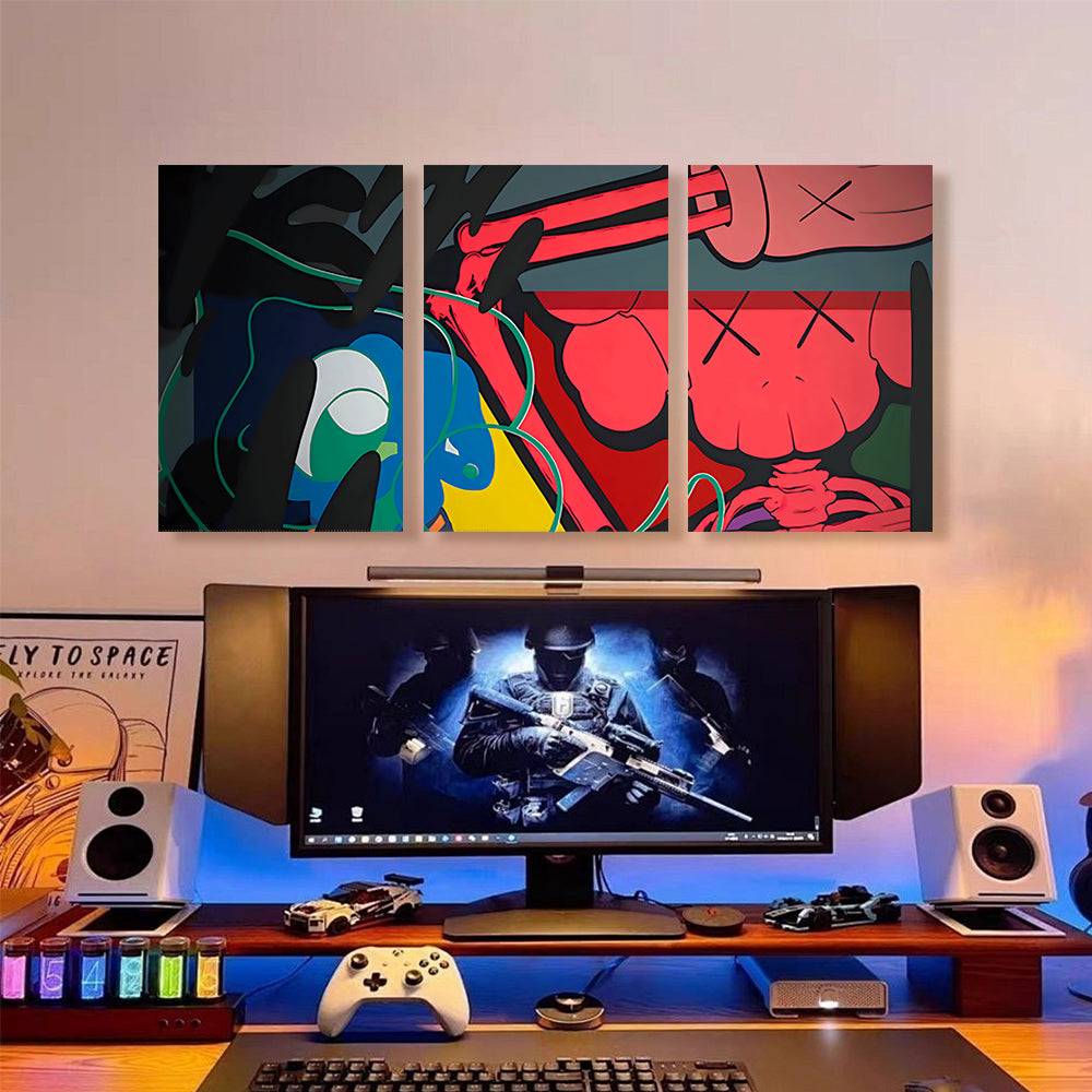 Colorful Bear Funny Creative,Triple Frameless Canvas Painting