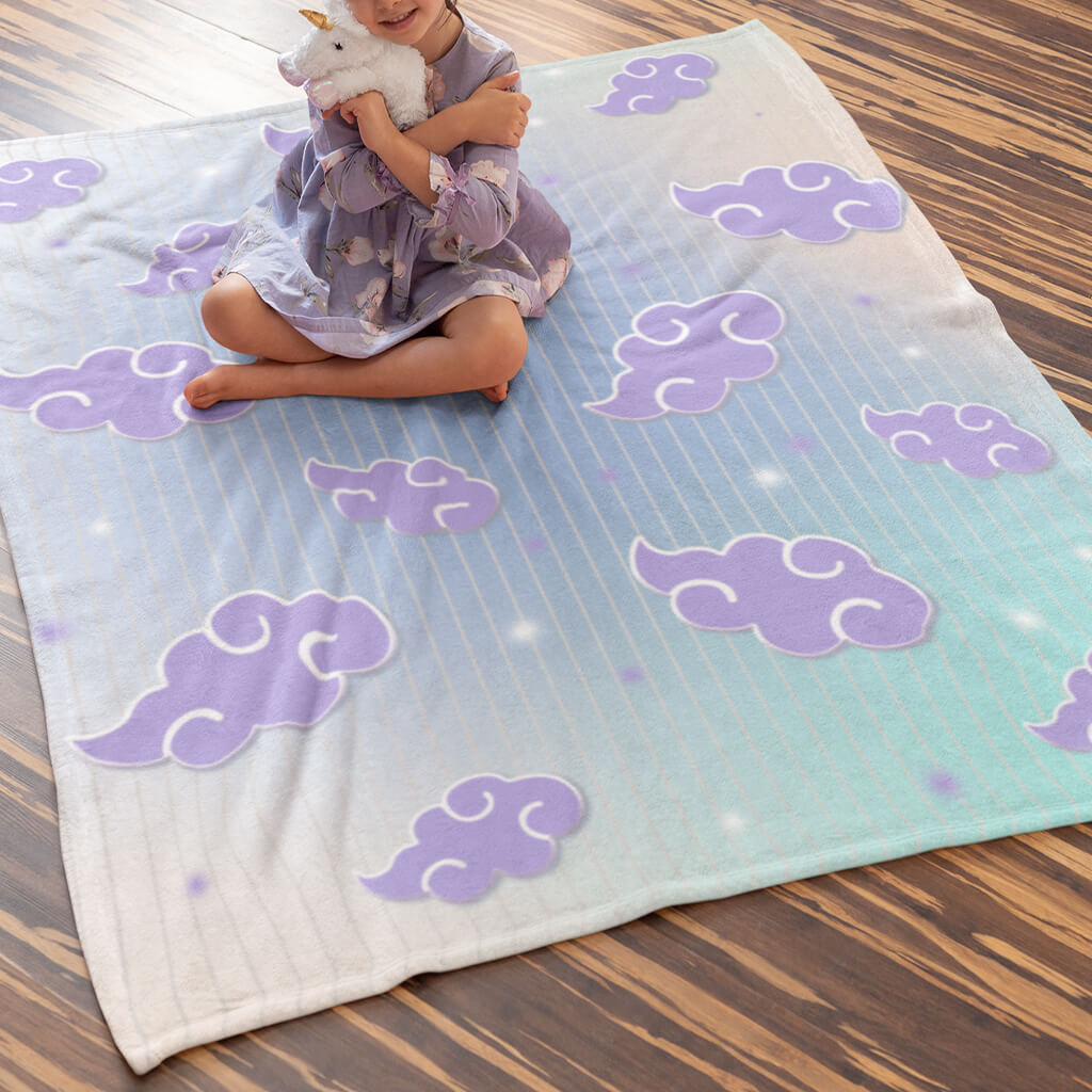 Creative colorful cloud pattern blanket, soft and comfortable