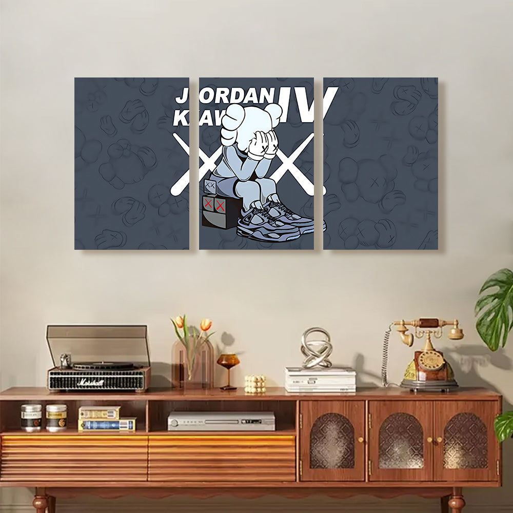 Bear Covering Face Funny Creative,Triple Frameless Canvas Painting