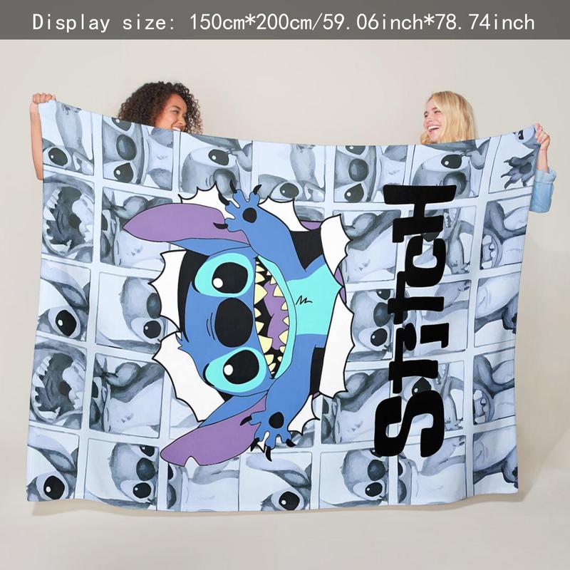 Disney Cartoon Stitch Pattern Soft Comfortable Throw Flannel Blanket