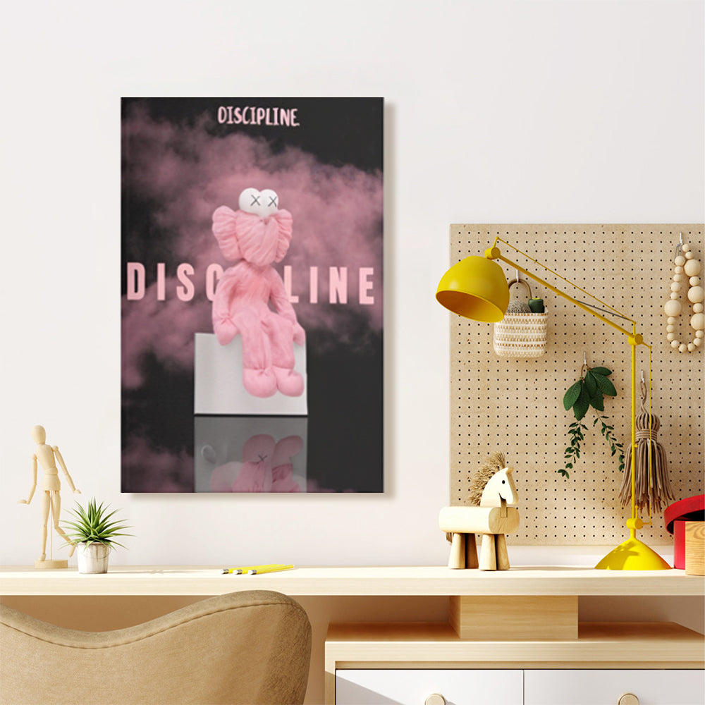 Pink Bear Creative Pattern Design,Triple Frameless Canvas Painting.