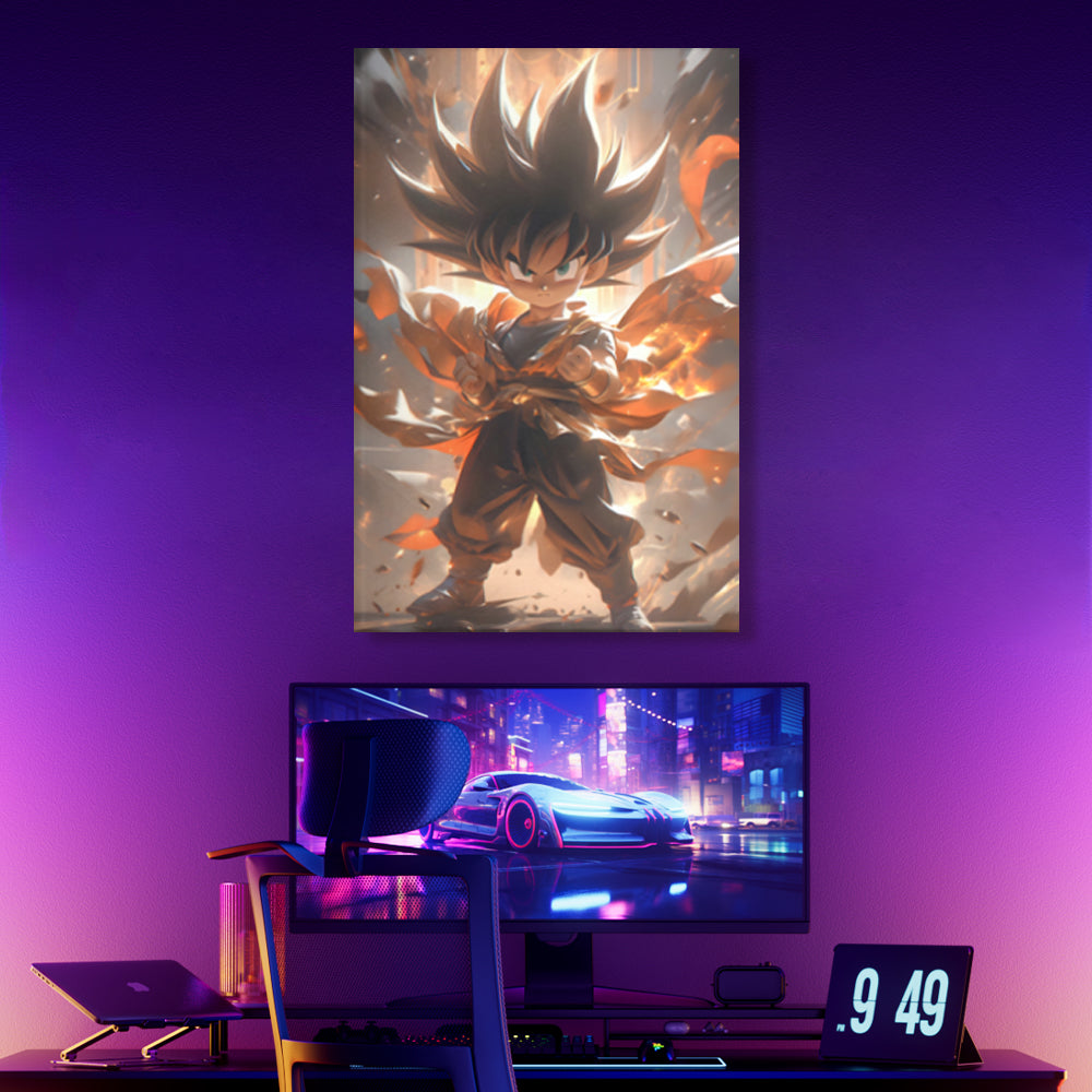 Super Saiyan Creative Pattern,Triple Frameless Canvas Painting.