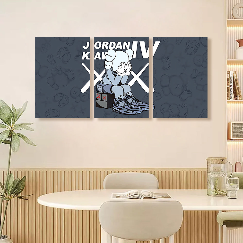 Bear Covering Face Funny Creative,Triple Frameless Canvas Painting