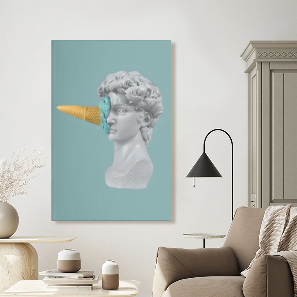 Ice Cream Sculpture Creative Pattern Design,Triple Frameless Canvas Painting.