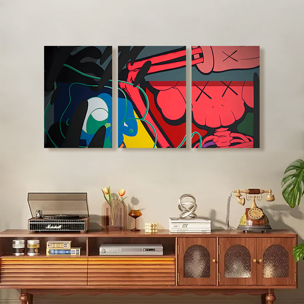 Colorful Bear Funny Creative,Triple Frameless Canvas Painting
