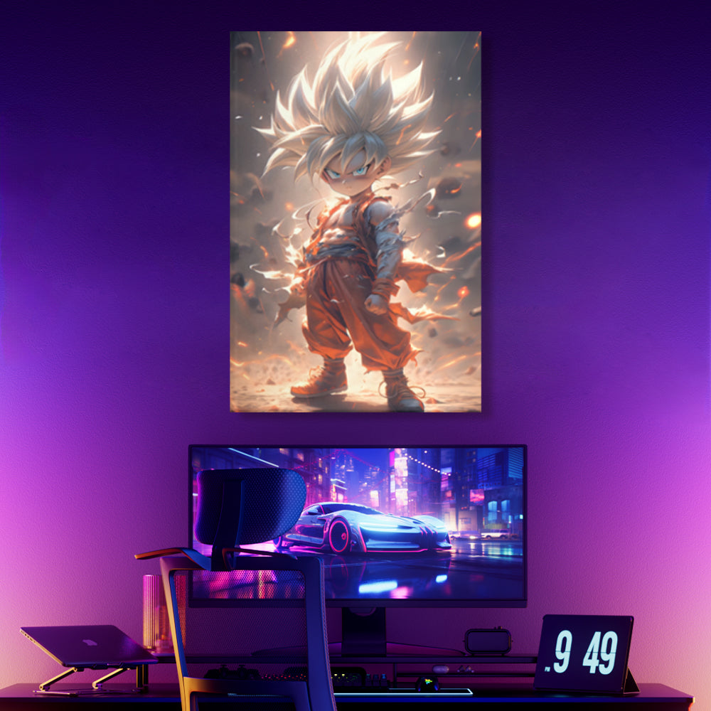 Super Saiyan Creative Pattern,Triple Frameless Canvas Painting.