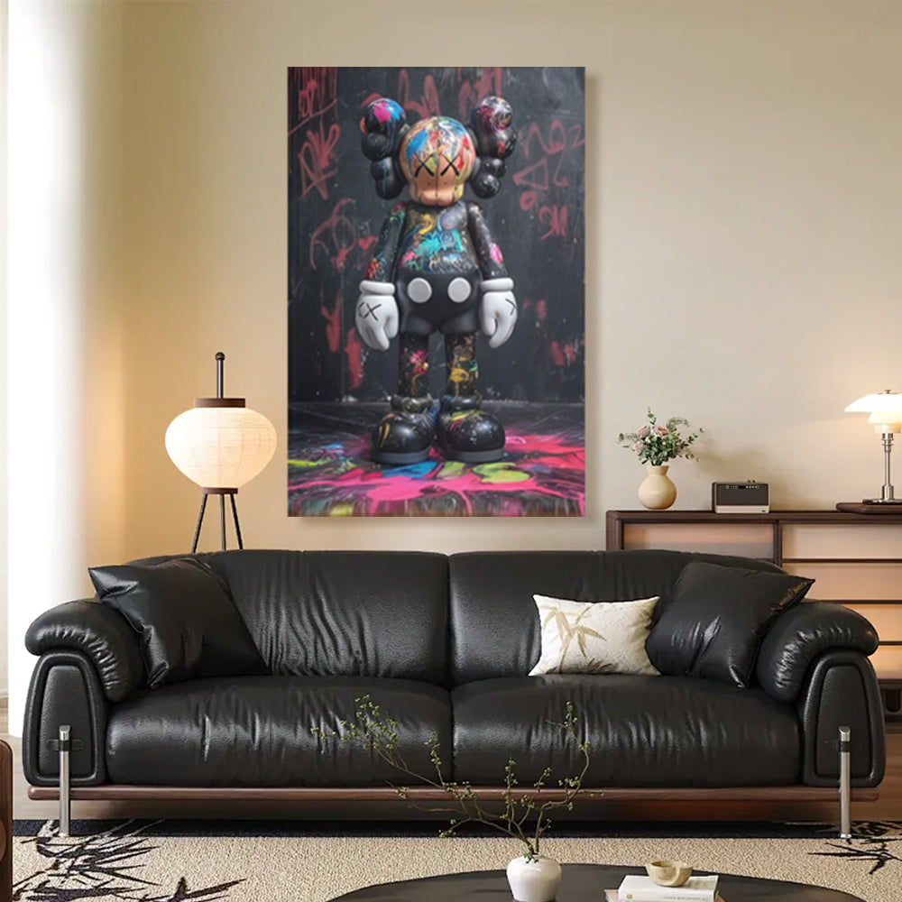 Colorful Bear Creative Pattern Design,Triple Frameless Canvas Painting