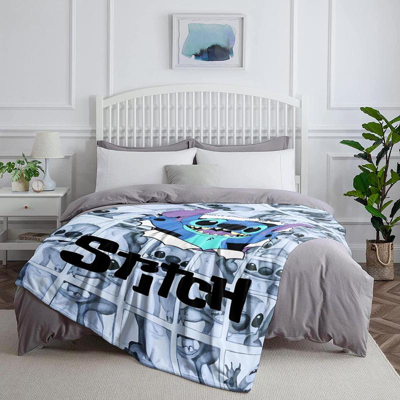 Disney Cartoon Stitch Pattern Soft Comfortable Throw Flannel Blanket
