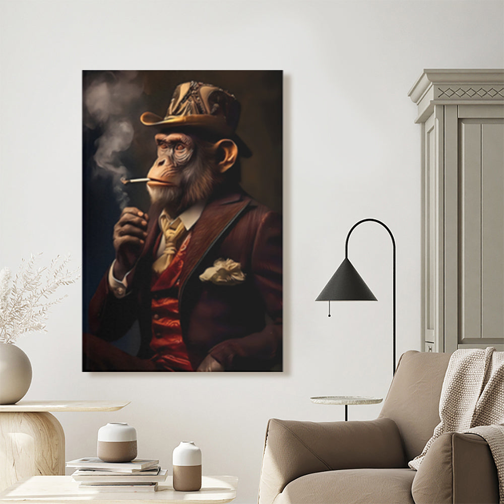 Monkey Boss Creative Pattern Design,Triple Frameless Canvas Painting.