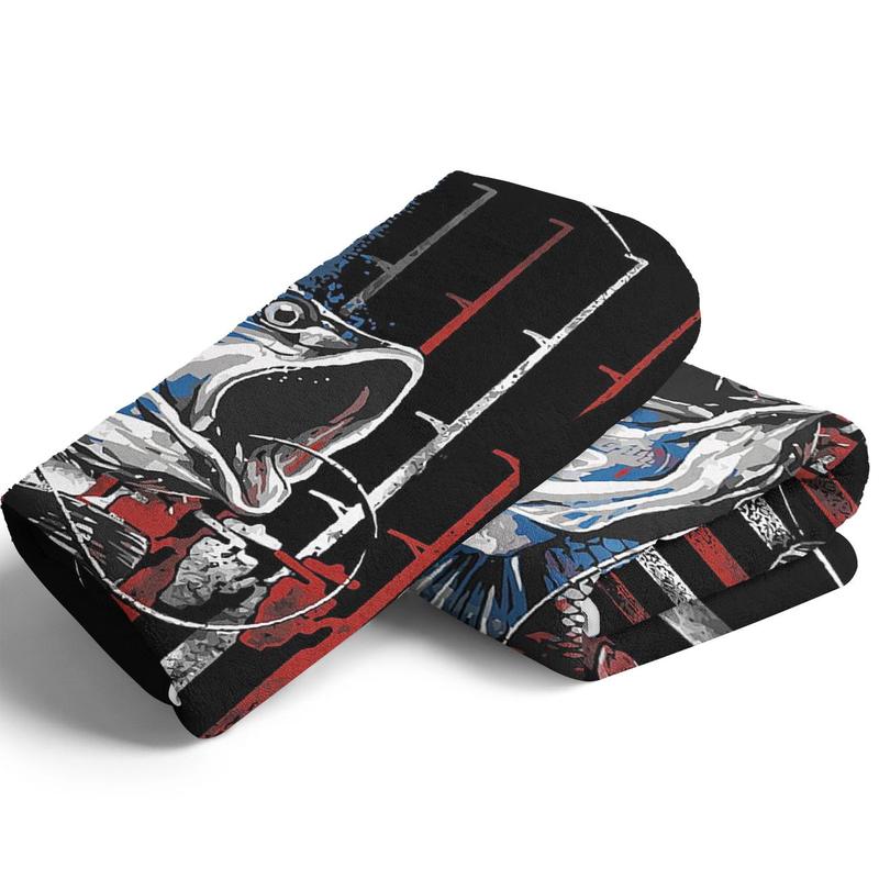 Colorful Fish & American Flag Soft Warm Cozy Throw Napping Blankets