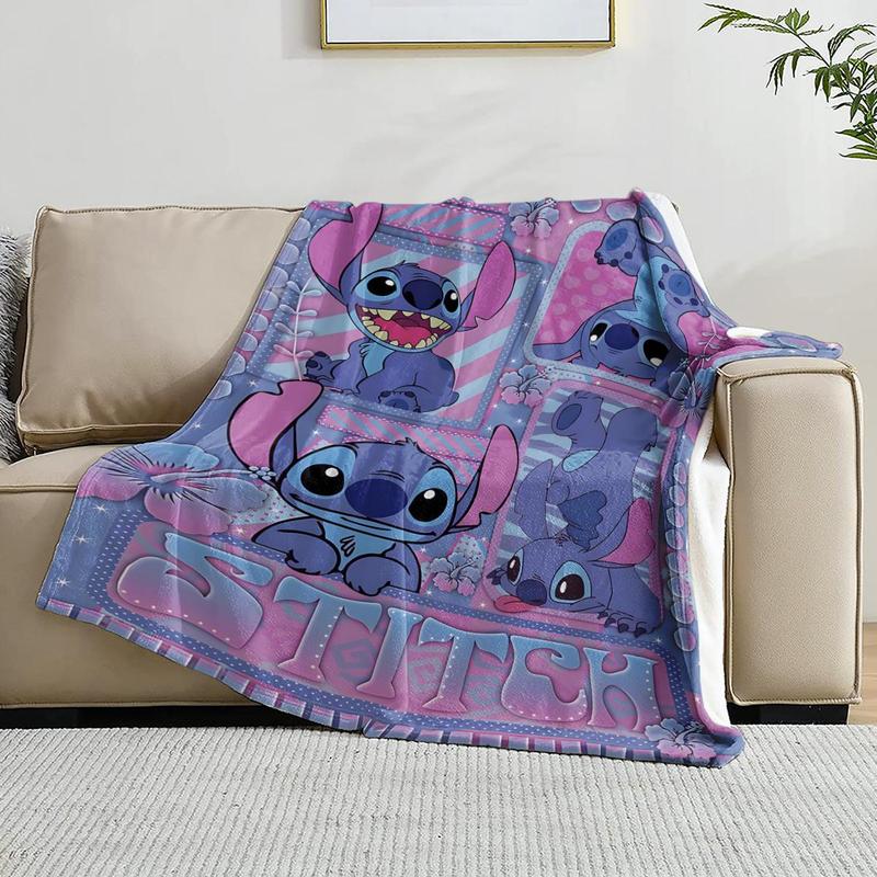 Cartoon Stitch Pattern Soft Comfortable Throw Flannel Blanket