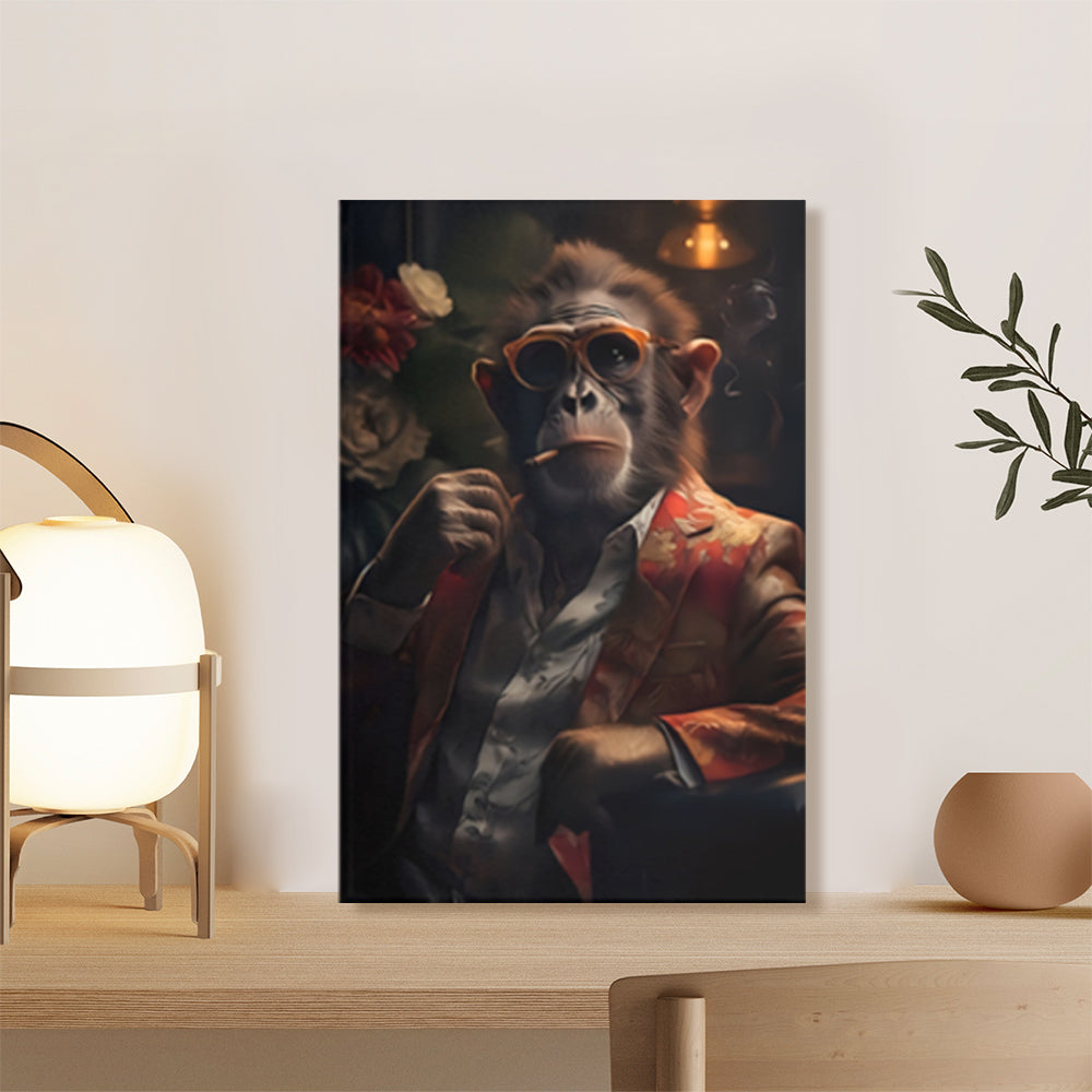 Monkey Boss Creative Pattern Design,Triple Frameless Canvas Painting.