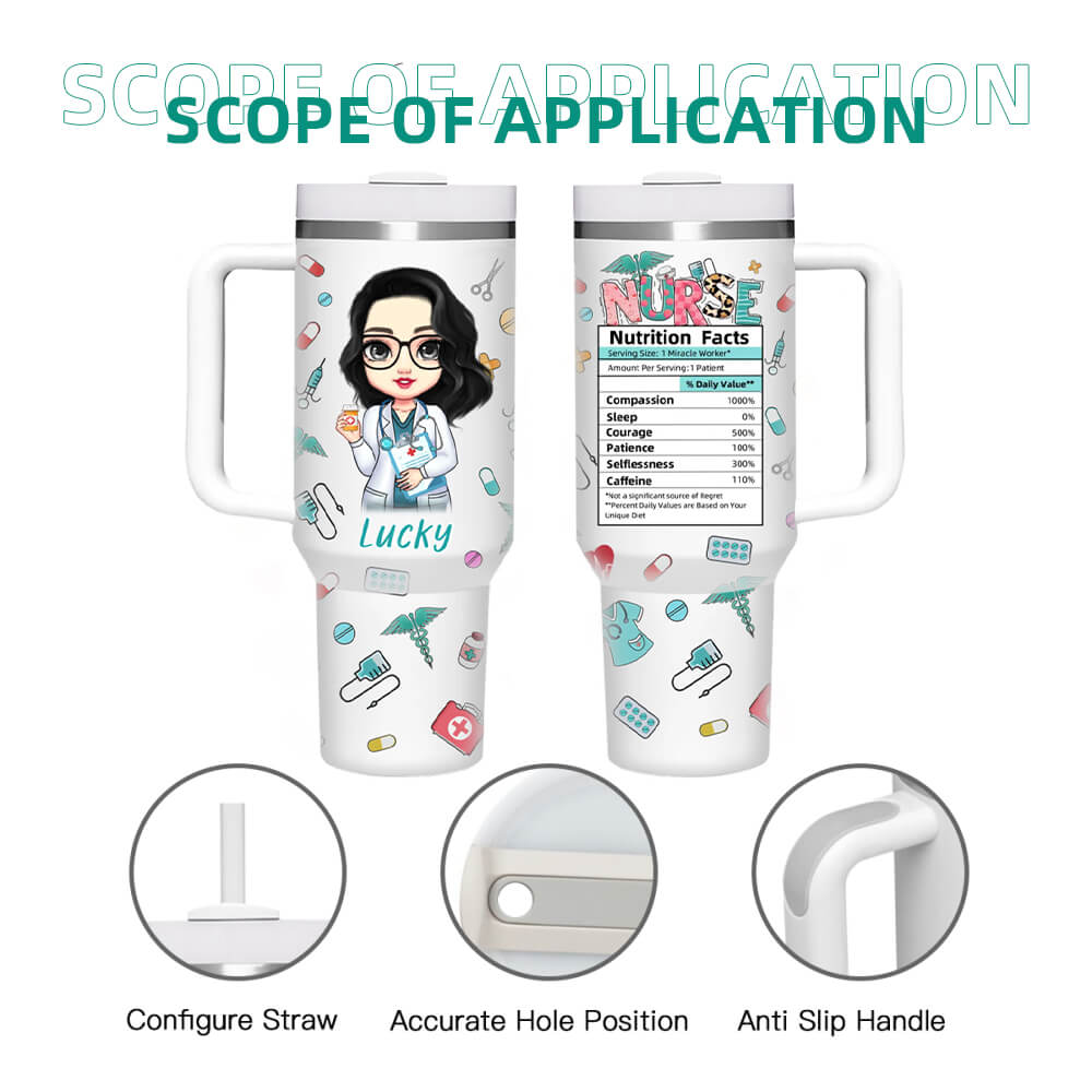 Keep Calm And Be A Nurse - Personalized Custom Tumbler With Handle, 40 Oz Stainless Steel Tumbler - Nurse Gifts For Appreciation, Thank You Gift, Nurse Life