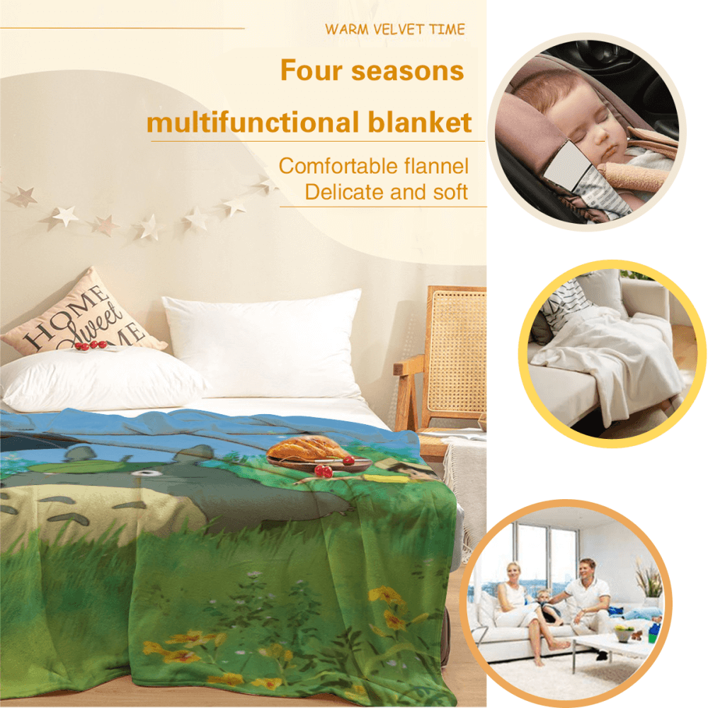 My Neighbor Totoro pattern blanket, soft and comfortable