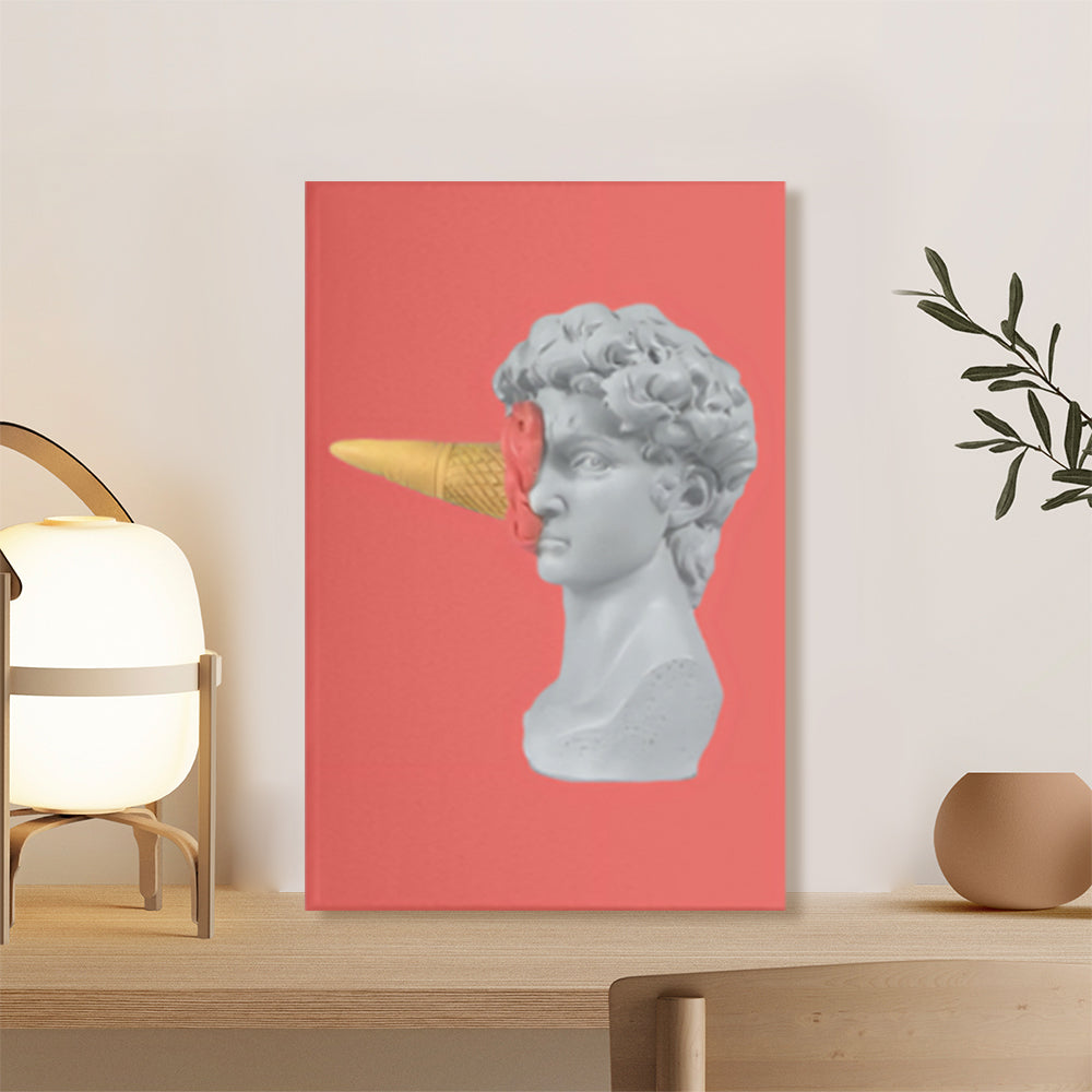 Ice Cream Sculpture Creative Pattern Design,Triple Frameless Canvas Painting.