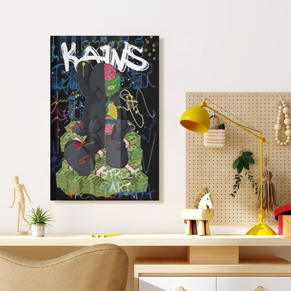 Messy Bear Creative Pattern Design,Triple Frameless Canvas Painting.