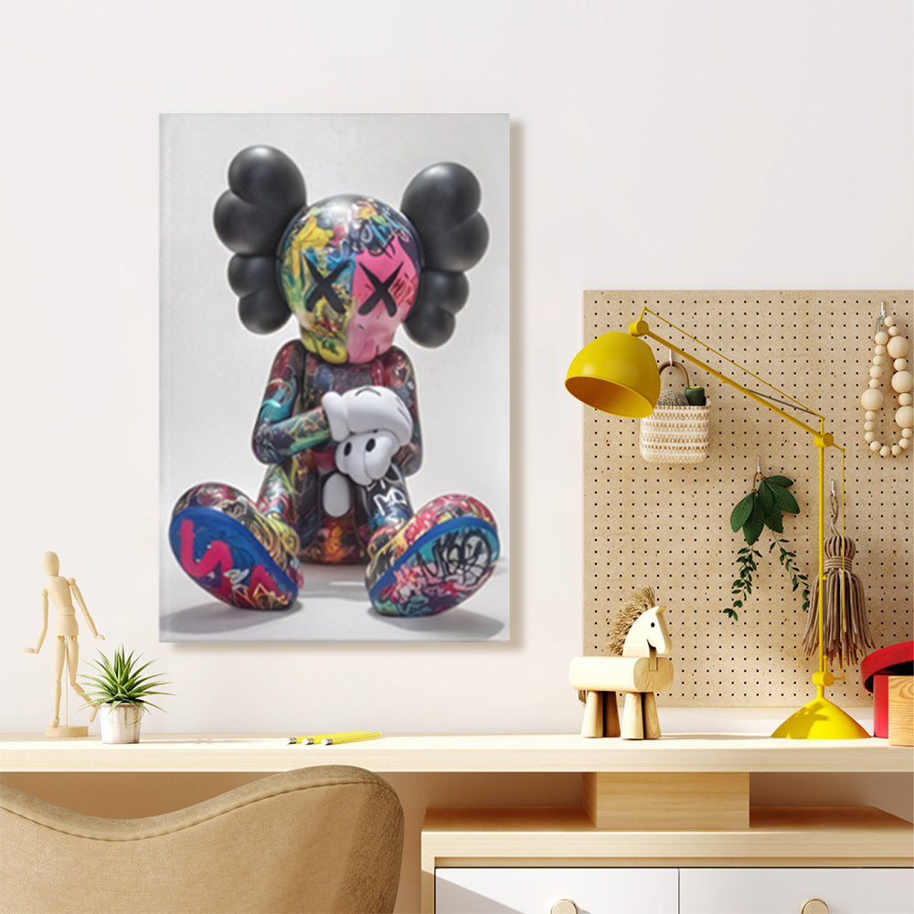 Colorful Bear Creative Pattern Design,Triple Frameless Canvas Painting