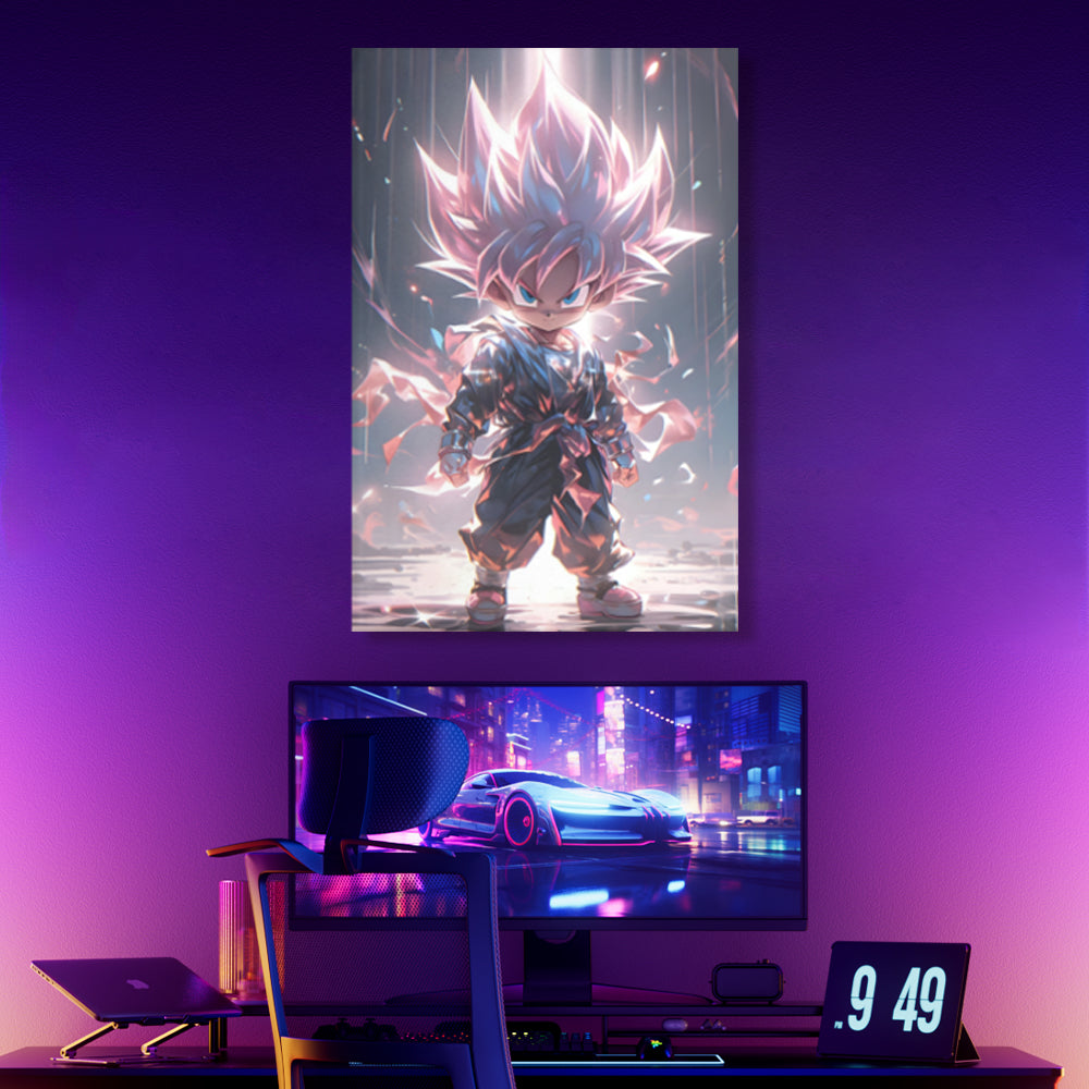 Super Saiyan Creative Pattern,Triple Frameless Canvas Painting.