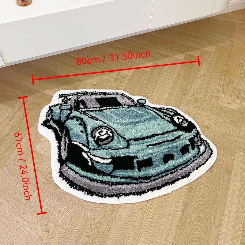 Cartoon Car Shaped Pattern Soft Non-slip Bedside Shaggy Floormat
