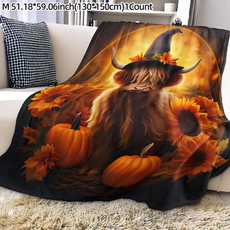 Sunflower Pumpkin Cow Pattern Soft Comfortale Throw Blanket