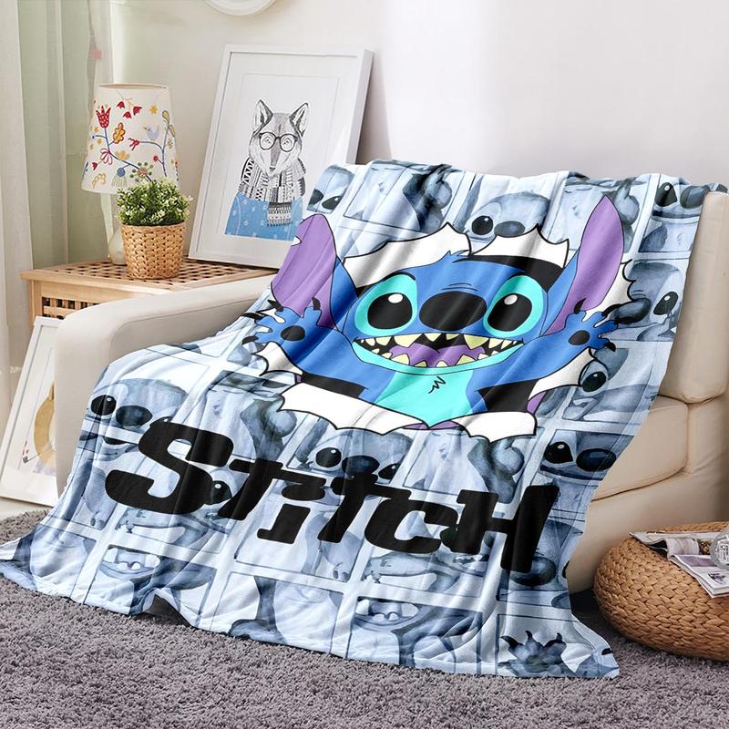 Disney Cartoon Stitch Pattern Soft Comfortable Throw Flannel Blanket