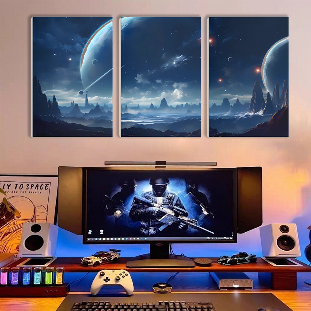Technology Starry Sky,Triple Frameless Canvas Painting.