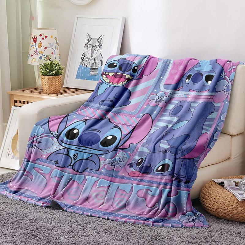 Cartoon Stitch Pattern Soft Comfortable Throw Flannel Blanket
