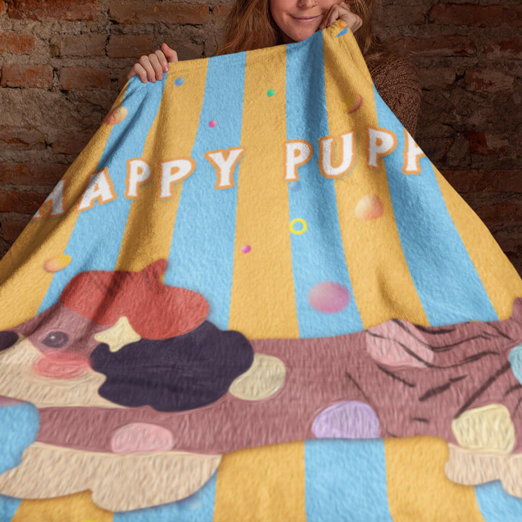 Vertical striped oil painting style dachshund blanket soft and comfortable