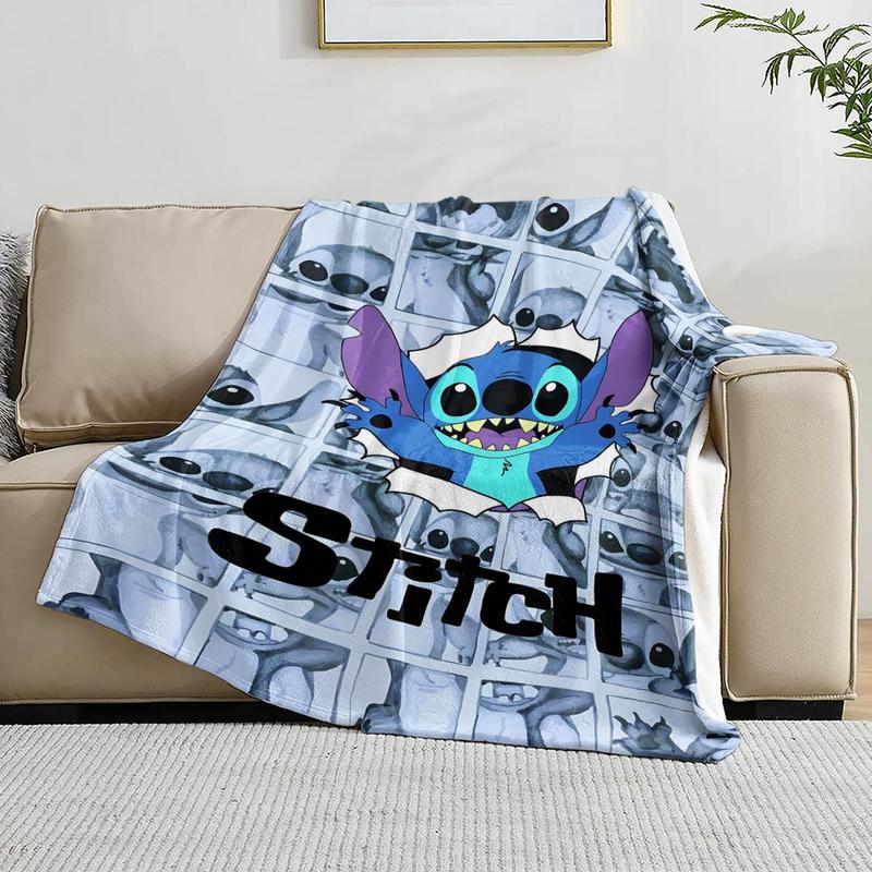 Disney Cartoon Stitch Pattern Soft Comfortable Throw Flannel Blanket
