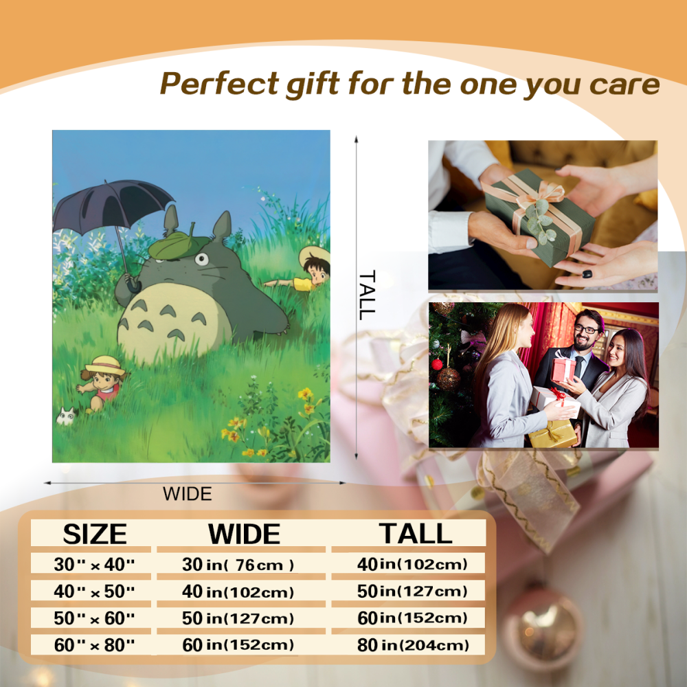 My Neighbor Totoro pattern blanket, soft and comfortable