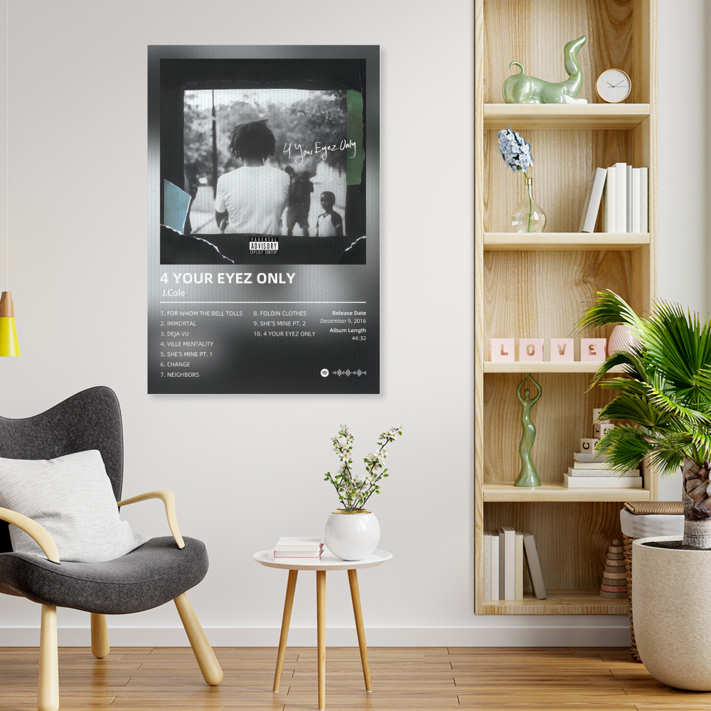 J.Cole Album Poster,Triple Frameless Canvas Painting