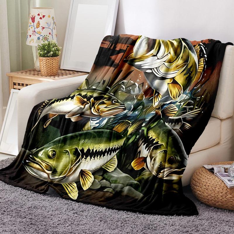 Multiple Fish Pattern Soft Comfortable Warm Throw Napping Blankets