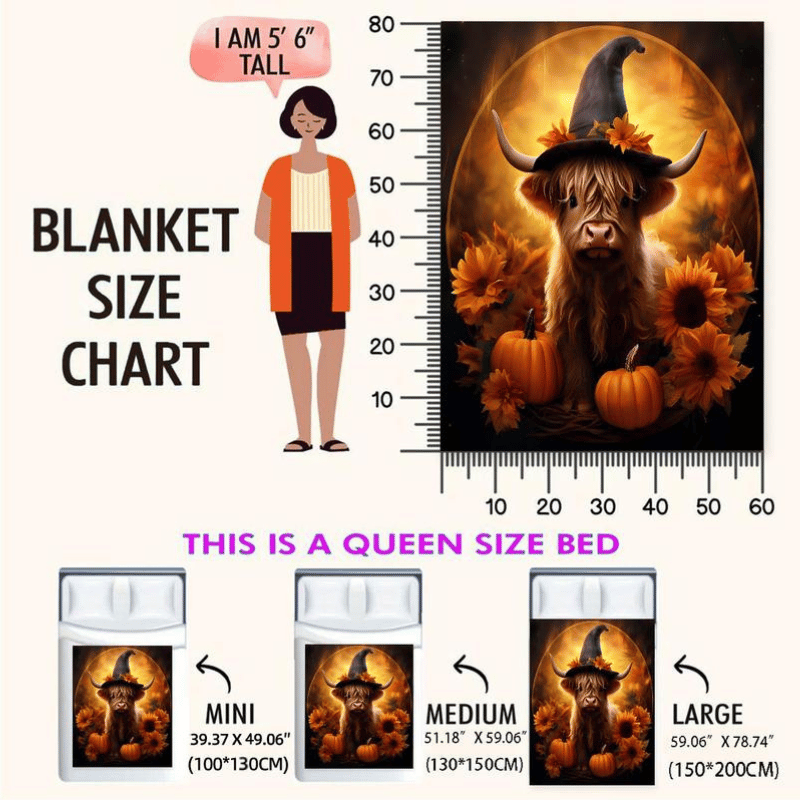 Sunflower Pumpkin Cow Pattern Soft Comfortale Throw Blanket