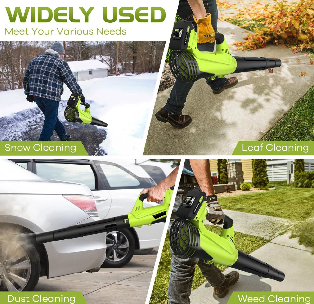 MekiPow Cordless Leaf Blower | High-Power Battery-Powered Blower for Lawn, Yard, and Garden Cleaning