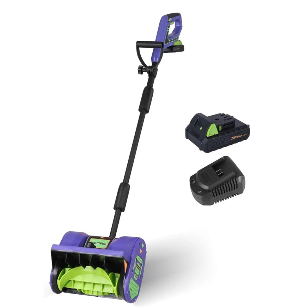MekiPow Cordless Snow Shovel, 20V 12-Inch Battery Powered Snow Thrower