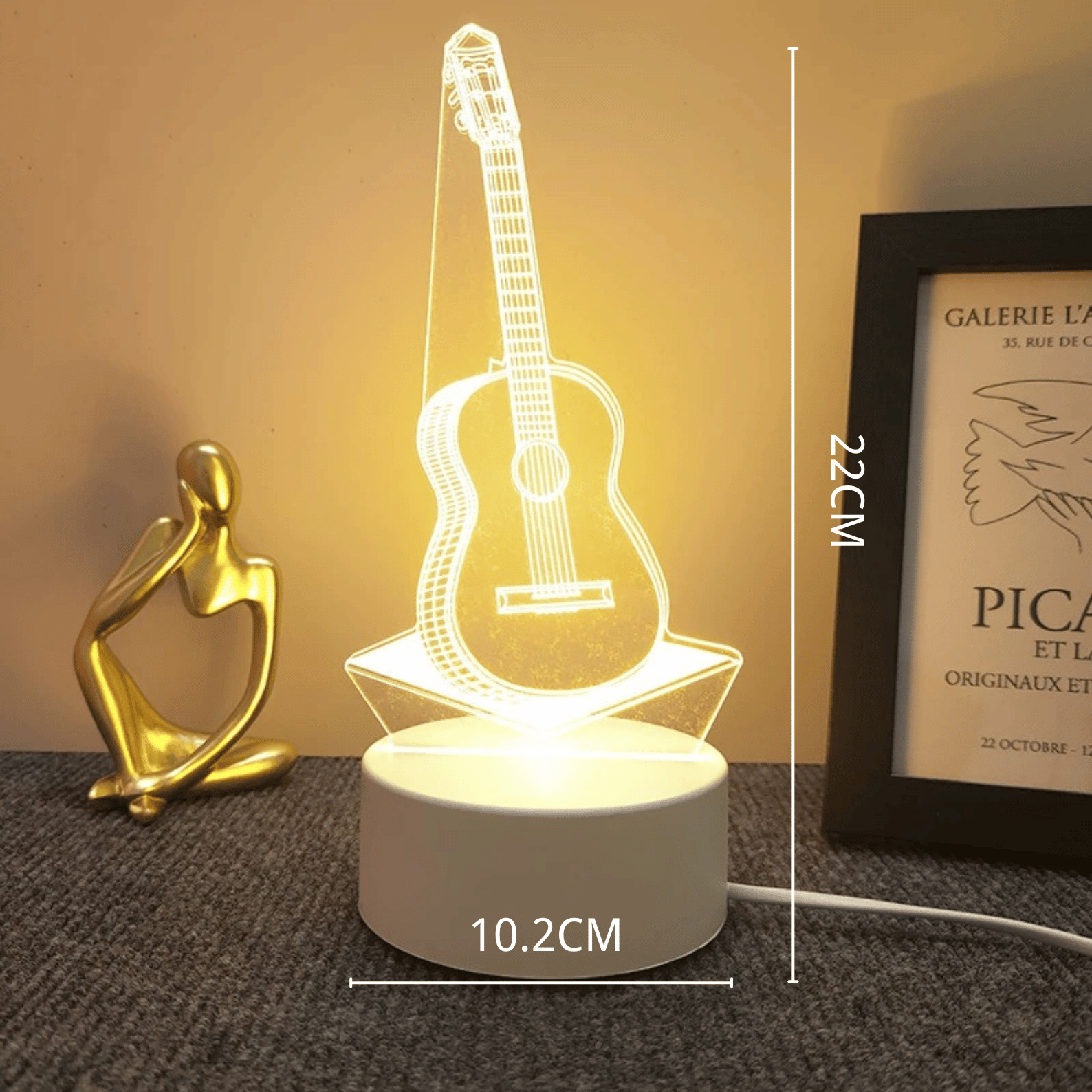 3D Bear, Deer, Guitar & Christmas Tree-Shaped LED Night Light USB Powered, Color-Changing Touch Control Desk Lamp