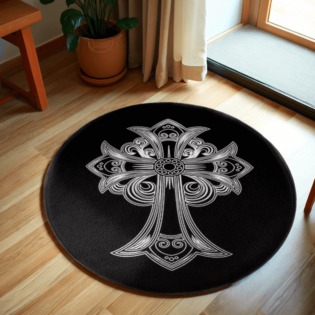 Black And White Creative Pattern Round Non-Slip Soft And Comfortable Floormat