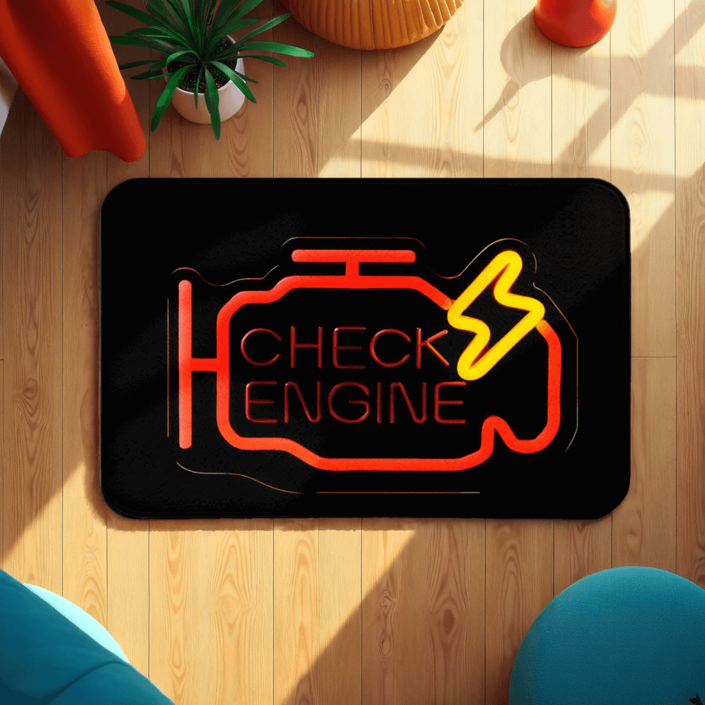 Check Engine Design, Rectangular Non-Slip Soft And Comfortable Floormat
